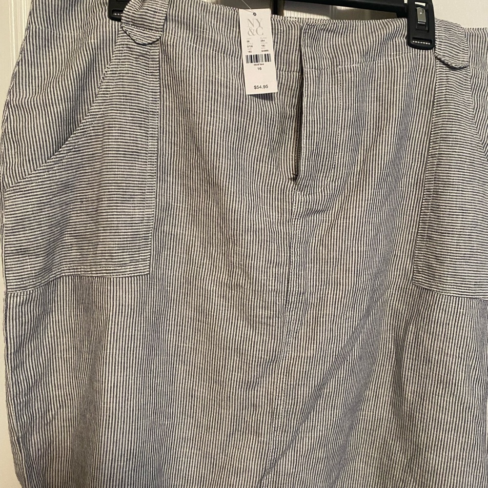 Blue and white striped linen skirt from New York and company